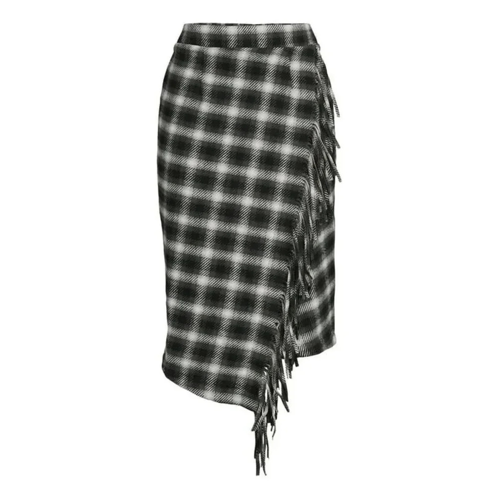 Time and Tru Faux Wrap Skirt black and white